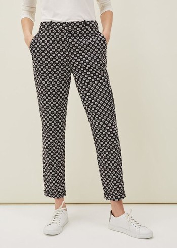 Phase Eight Ryleigh Geometric Print Tapered Trousers Black/Multicolor USA | 5410978-VK